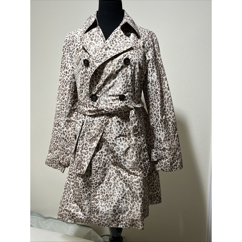 Banana Republic Animal Leopard Print Trench Coat Womens S  “Mad Men Collection”